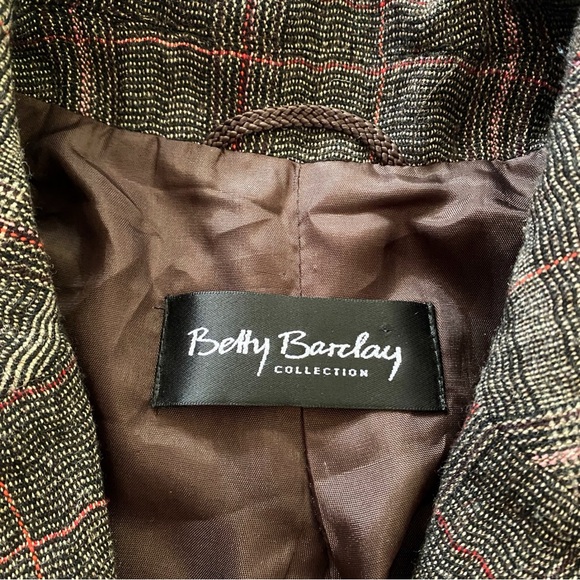 🍂 BETTY BARCLAY GREY RED PLAID WOOL BLEND BLAZER JACKET! - Picture 11 of 15